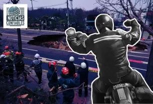 Una de las avenidas más transitadas de Seúl, Corea del Sur, se convirtió en el escenario de un dramático accidente cuando un enorme socavón se abrió repentinamente en medio de la vía y se "trago" a un motociclista ante la mirada atónita de decenas de conductores.